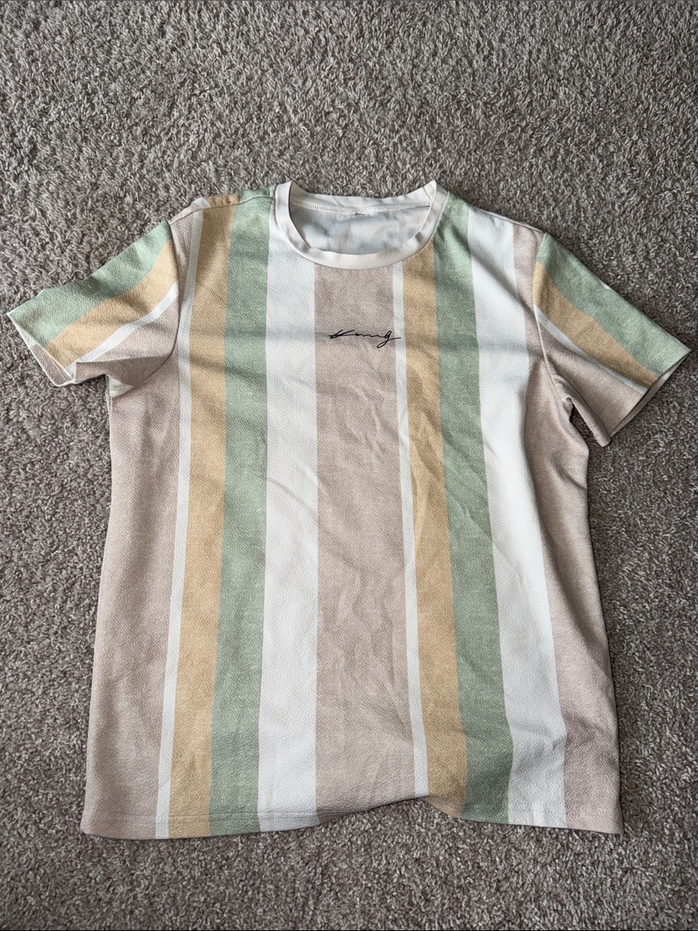 Striped Pastel Tee with Script Logo